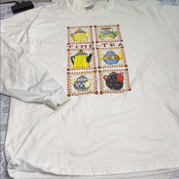 Hanes XL Time for Tea Long Sleeve T Shirt Teapot - Picture 1 of 5
